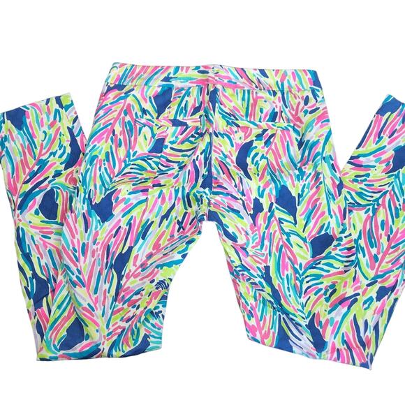 Lilly Pulitzer women 2 xs capris Kelly skinny indigo palm reader capris colorful - Picture 2 of 5